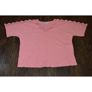 Womens Size XL Pink Shirt Romantic Coquette Soft Girl Cottagecore Boho Chic Lace